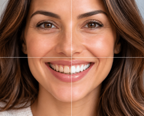 Woman smiling with cosmetic dentistry considerations for tooth color, alignment, shape, and proportion