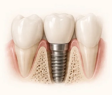 Dental implant replacing a single missing tooth