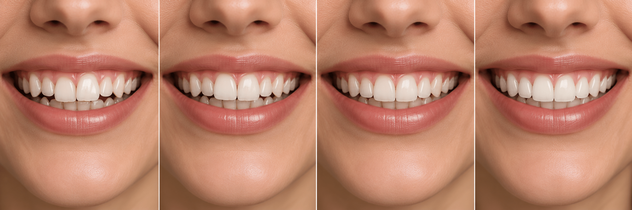 Progression of crowded teeth becoming straighter during Invisalign treatment
