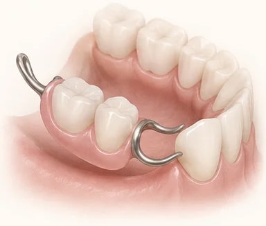 Removable partial denture replacing several missing teeth