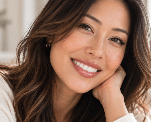 Woman smiling for an article comparing composite bonding and porcelain veneers