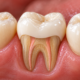 Root canal treated molar restored with a dental crown