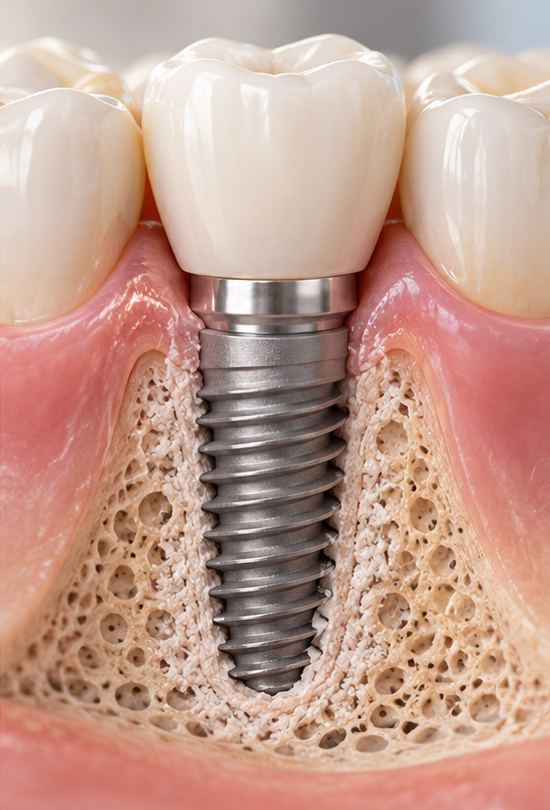Early bone healing around a dental implant