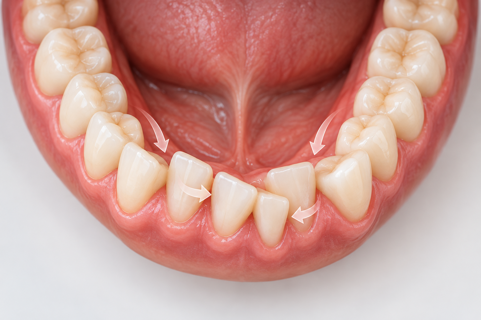 Illustration showing shifting and crowding of the lower front teeth