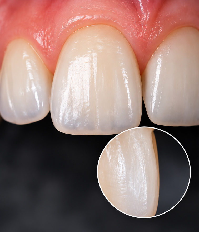 Natural front tooth before preparation for a ceramic veneer