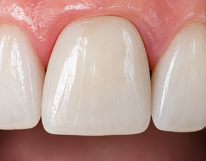 Existing porcelain veneer before replacement