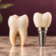 Natural tooth and dental implant shown side by side