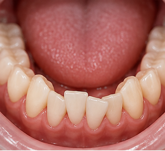 Lower front teeth showing increased crowding after going without a retainer